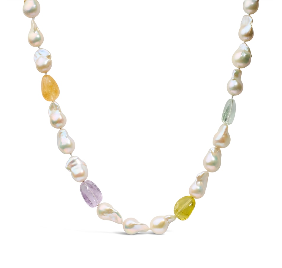 Image 908963.jpg, Product 908-963 / Price $13,568.00, 14K Yellow Citrine, Amethyst, and Baroque Pearl Strand Necklace - 18" Inches from Haus of Brilliance on TSC.ca's Jewellery department