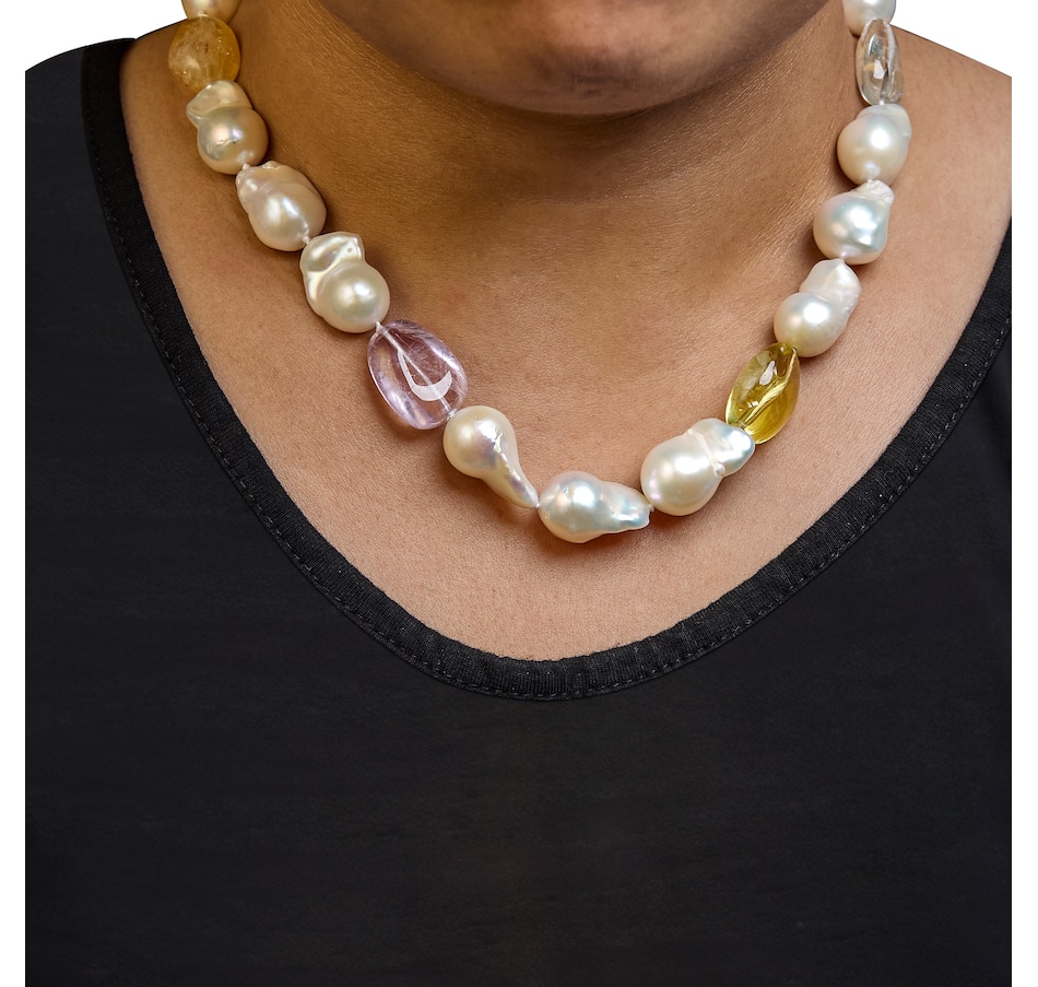 Image 908963_ALTMORE3.jpg, Product 908-963 / Price $13,568.00, 14K Yellow Citrine, Amethyst, and Baroque Pearl Strand Necklace - 18" Inches from Haus of Brilliance on TSC.ca's Jewellery department