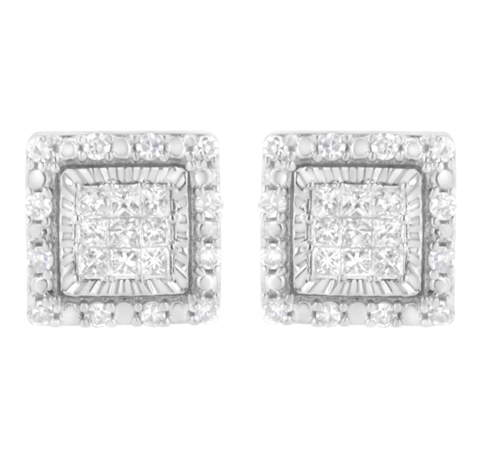 Image 908989.jpg, Product 908-989 / Price $1,873.00, 10K White Gold 1/2 cttw Invisible Set Princess-Cut Diamond Square Stud Earring (I-J Color, I1-I2 Clarity) from Haus of Brilliance on TSC.ca's Jewellery department