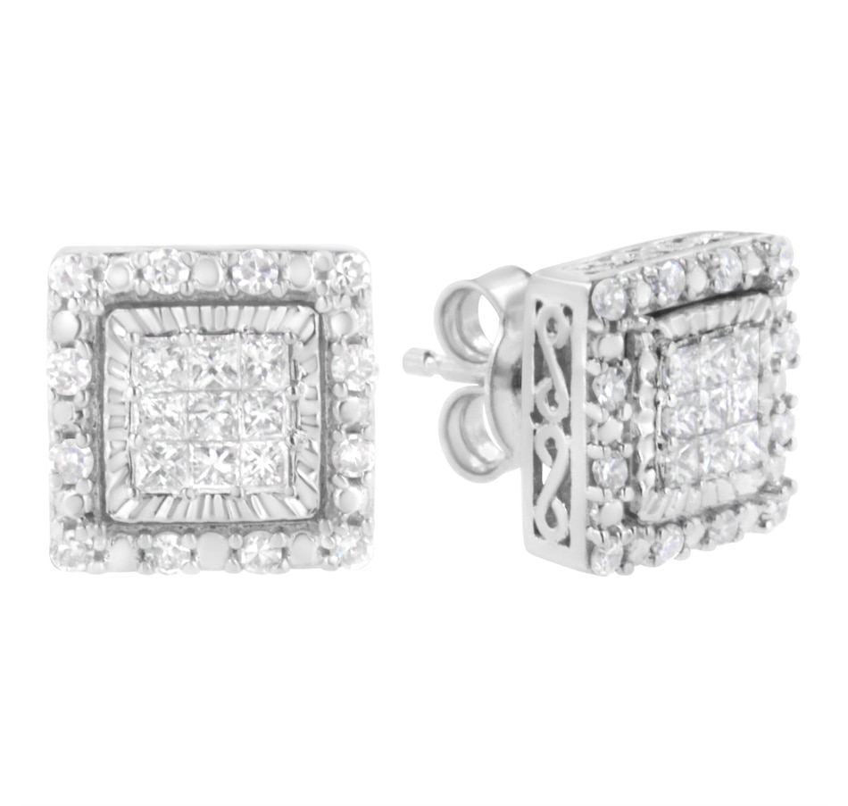 Image 908989_ALTMORE1.jpg, Product 908-989 / Price $1,873.00, 10K White Gold 1/2 cttw Invisible Set Princess-Cut Diamond Square Stud Earring (I-J Color, I1-I2 Clarity) from Haus of Brilliance on TSC.ca's Jewellery department