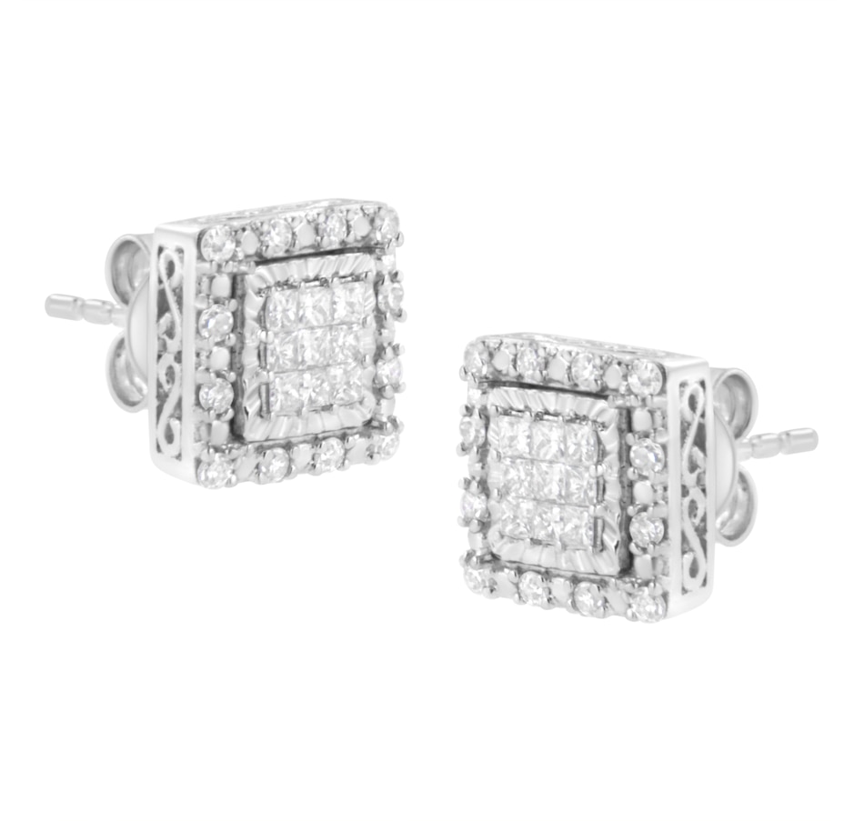 Image 908989_ALTMORE3.jpg, Product 908-989 / Price $1,873.00, 10K White Gold 1/2 cttw Invisible Set Princess-Cut Diamond Square Stud Earring (I-J Color, I1-I2 Clarity) from Haus of Brilliance on TSC.ca's Jewellery department