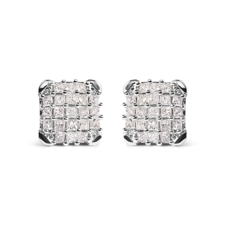 Image 909005.jpg, Product 909-005 / Price $3,291.00, 10K White Gold 3/4 Cttw Princess Diamond Composite Open Frame Stud Earrings (I-J Color, I1-I2 Clarity) from Haus of Brilliance on TSC.ca's Jewellery department
