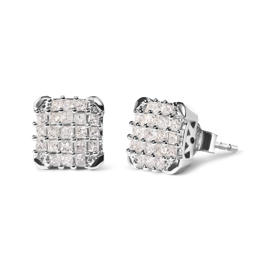 Image 909005_ALTMORE1.jpg, Product 909-005 / Price $3,291.00, 10K White Gold 3/4 Cttw Princess Diamond Composite Open Frame Stud Earrings (I-J Color, I1-I2 Clarity) from Haus of Brilliance on TSC.ca's Jewellery department