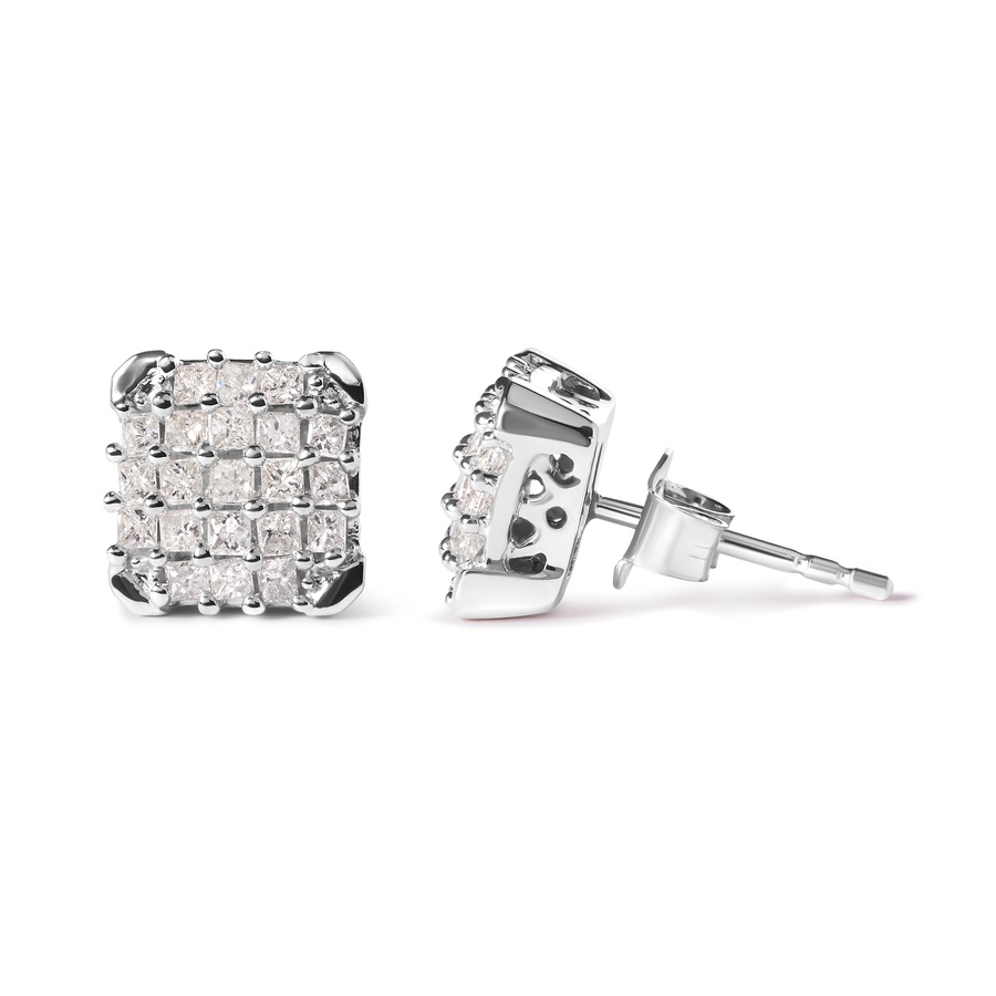Image 909005_ALTMORE2.jpg, Product 909-005 / Price $3,291.00, 10K White Gold 3/4 Cttw Princess Diamond Composite Open Frame Stud Earrings (I-J Color, I1-I2 Clarity) from Haus of Brilliance on TSC.ca's Jewellery department