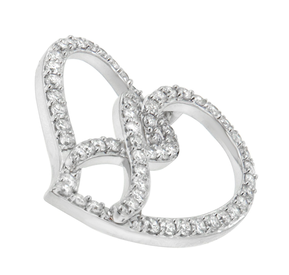 Image 909038_ALTMORE2.jpg, Product 909-038 / Price $6,617.00, 14K White Gold 1.0 Cttw White Diamond Awareness Ribbon & Open Heart 18" Pendant Necklace (H-I Color, I1-I2 Clarity) - White Diamond Ribbon from Haus of Brilliance on TSC.ca's Jewellery department