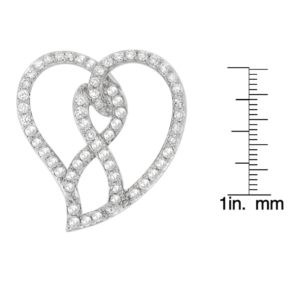 Image 909038_ALTMORE3.jpg, Product 909-038 / Price $6,617.00, 14K White Gold 1.0 Cttw White Diamond Awareness Ribbon & Open Heart 18" Pendant Necklace (H-I Color, I1-I2 Clarity) - White Diamond Ribbon from Haus of Brilliance on TSC.ca's Jewellery department