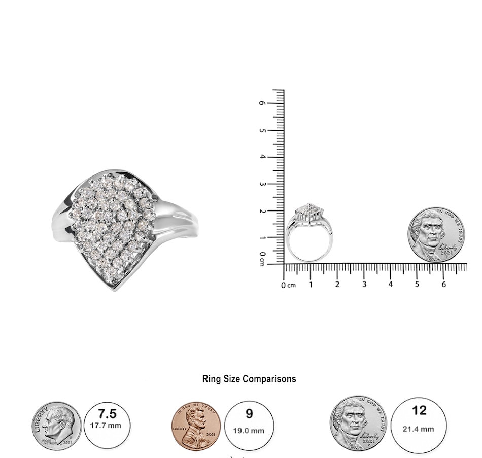 Image 909048_ALTMORE5.jpg, Product 909-048 / Price $3,256.00, 10K White Gold 1/2 Cttw Diamond Pear Shaped Cluster Ring (H-I Color, I1-I2 Clarity) - Ring Size 7 from Haus of Brilliance on TSC.ca's Jewellery department