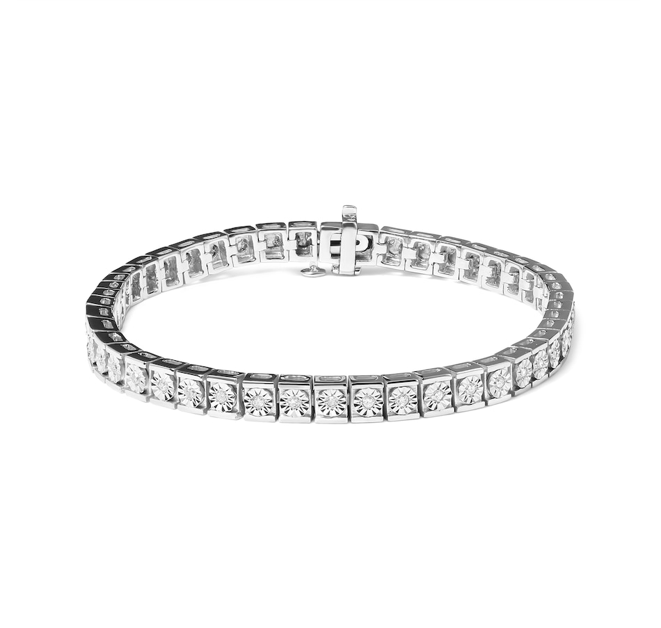 Image 909061.jpg, Product 909-061 / Price $1,580.00, .925 Sterling Silver 1/4 Cttw Miracle Set Diamond and Bead Link 7.25" Tennis Bracelet (I-J Color, I2-I3 Clarity) from Haus of Brilliance on TSC.ca's Jewellery department