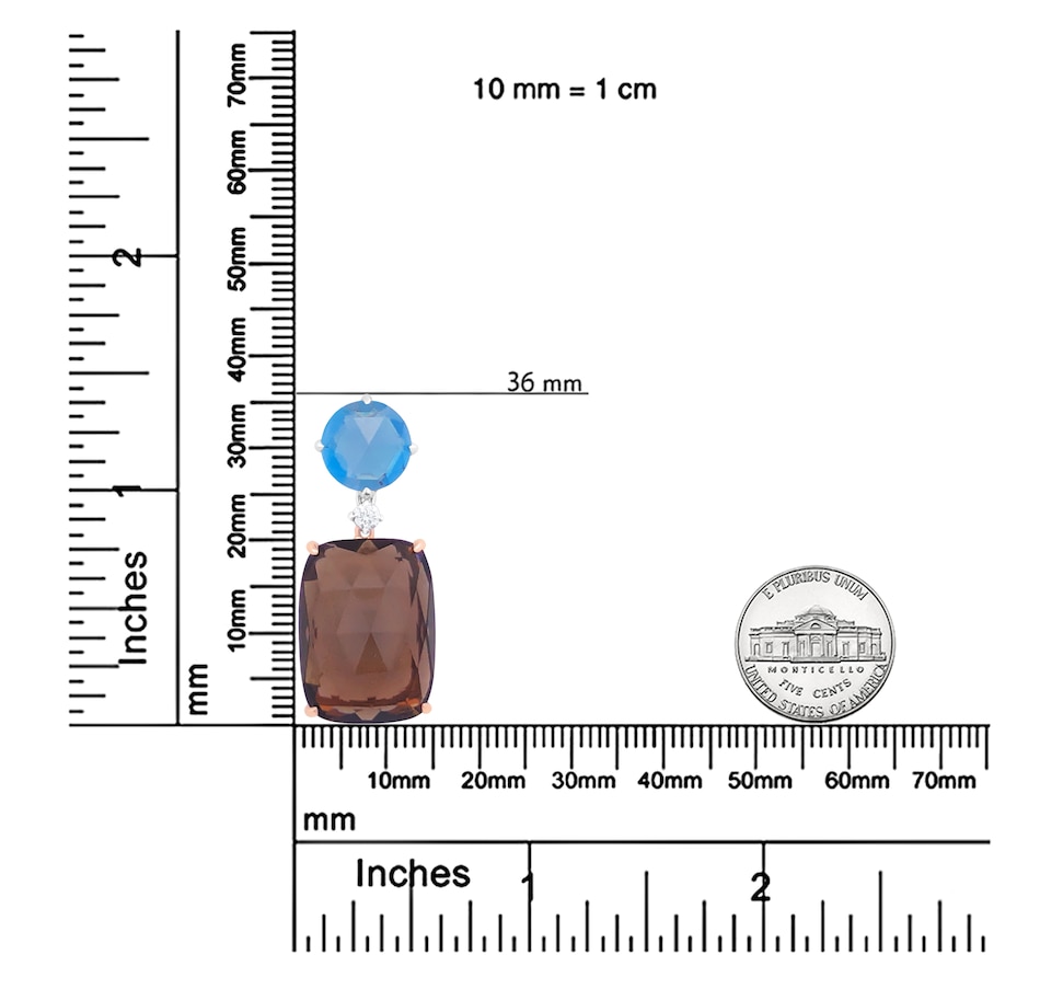 Image 909068_ALTMORE4.jpg, Product 909-068 / Price $12,519.00, 18K Rose and White Gold Diamond Accent and London Blue Topaz and Cushion Cut Smoky Quartz Gemstone Dangle Drop 18" Pendant Necklace (G-H Color, SI1-SI2 Clarity) from Haus of Brilliance on TSC.ca's Jewellery department