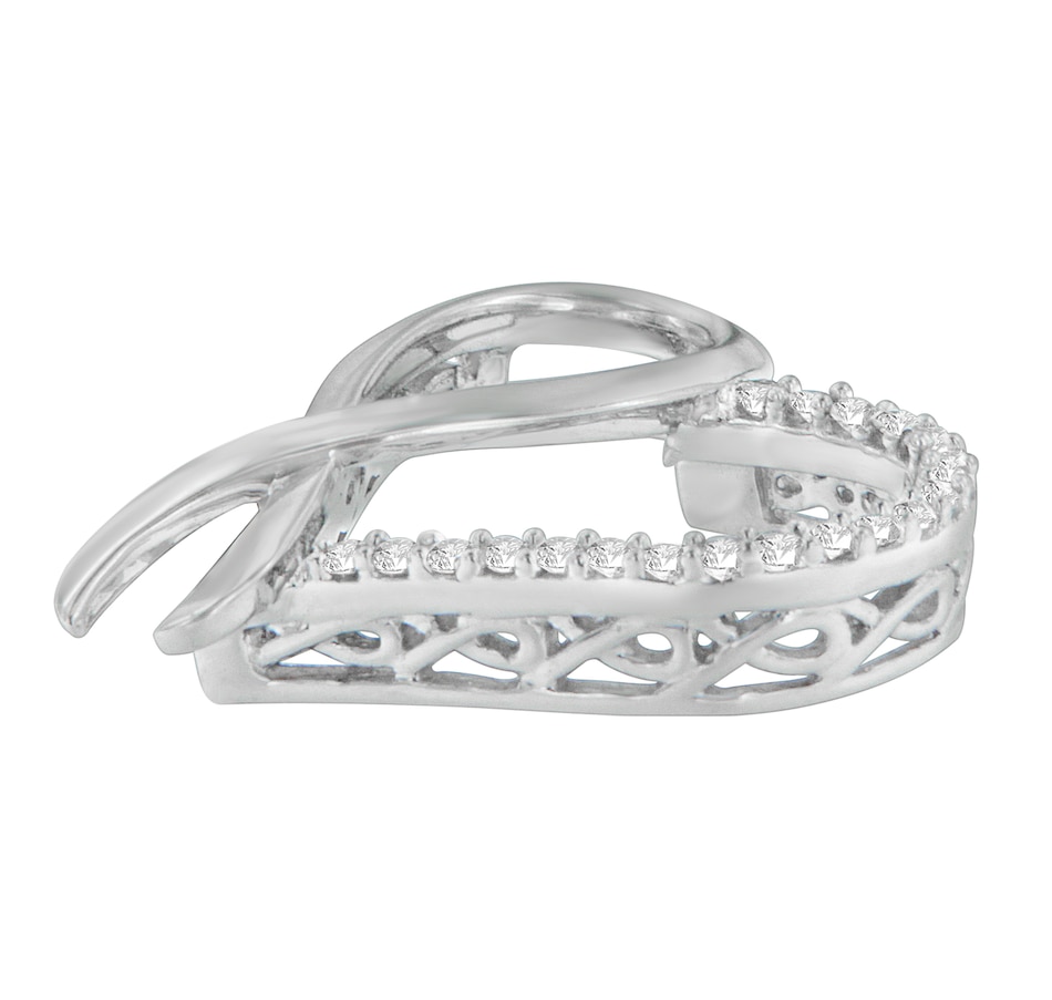 Image 909070_ALTMORE1.jpg, Product 909-070 / Price $843.00, .925 Sterling Silver 1/4 cttw Round Cut Diamond Ribbon and Heart Accent Pendant Necklace (H-I, I2-I3) from Haus of Brilliance on TSC.ca's Jewellery department