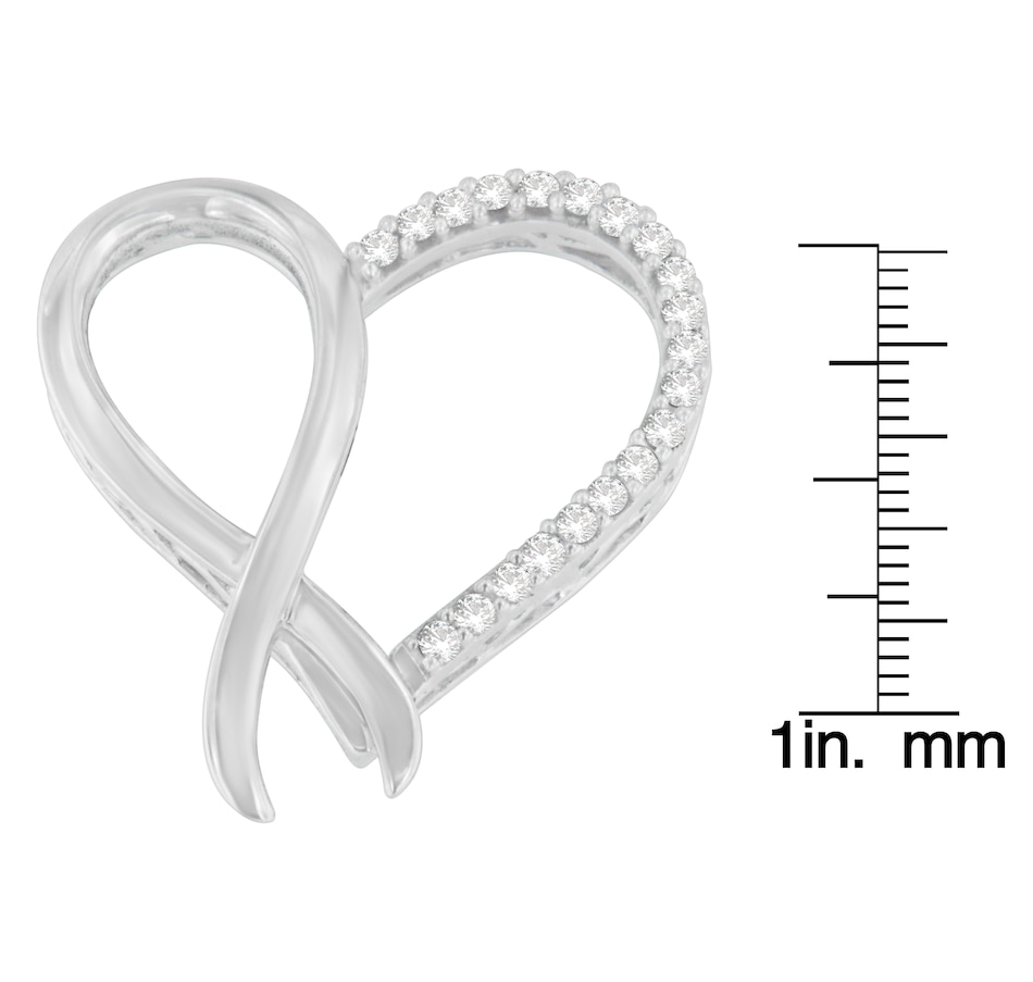 Image 909070_ALTMORE2.jpg, Product 909-070 / Price $843.00, .925 Sterling Silver 1/4 cttw Round Cut Diamond Ribbon and Heart Accent Pendant Necklace (H-I, I2-I3) from Haus of Brilliance on TSC.ca's Jewellery department
