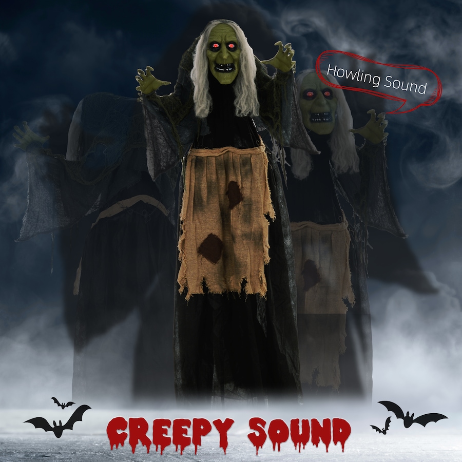 Image 912324_ALTMORE3.jpg, Product 912-324 / Price $79.99, Outsunny 47" Witch Halloween Decoration with Sound Activated Light Up Eyes from Outsunny on TSC.ca's Home & Garden department