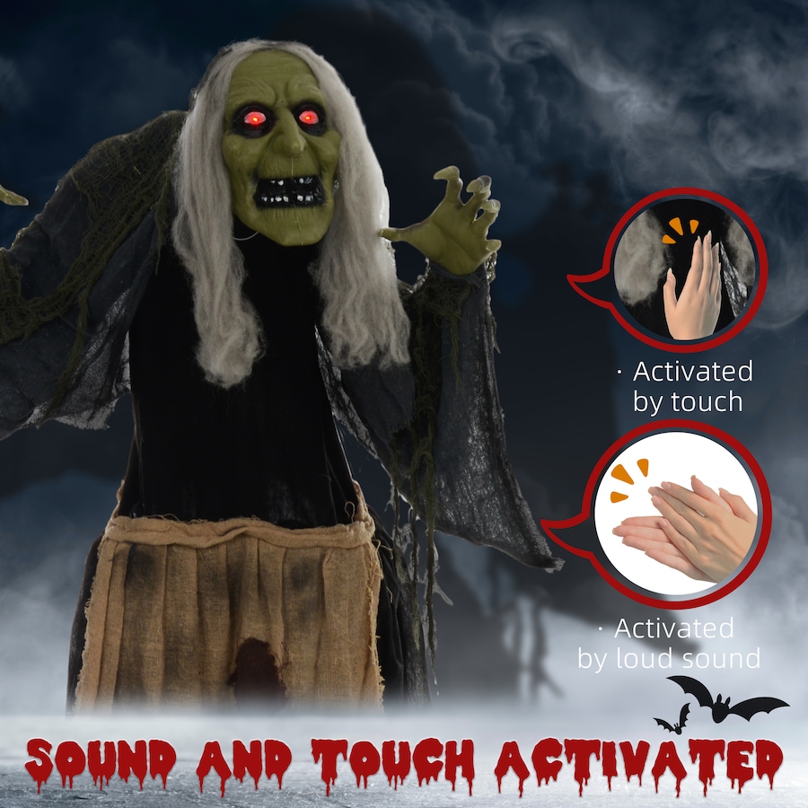 Image 912324_ALTMORE5.jpg, Product 912-324 / Price $79.99, Outsunny 47" Witch Halloween Decoration with Sound Activated Light Up Eyes from Outsunny on TSC.ca's Home & Garden department