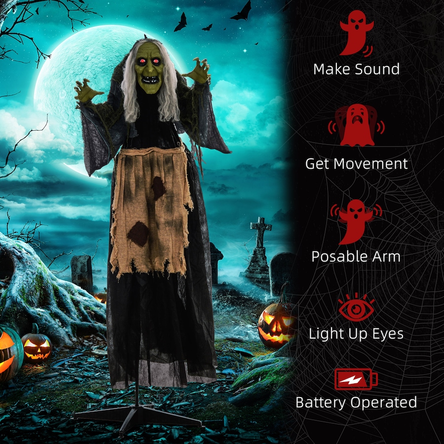 Image 912324_ALTMORE6.jpg, Product 912-324 / Price $79.99, Outsunny 47" Witch Halloween Decoration with Sound Activated Light Up Eyes from Outsunny on TSC.ca's Home & Garden department