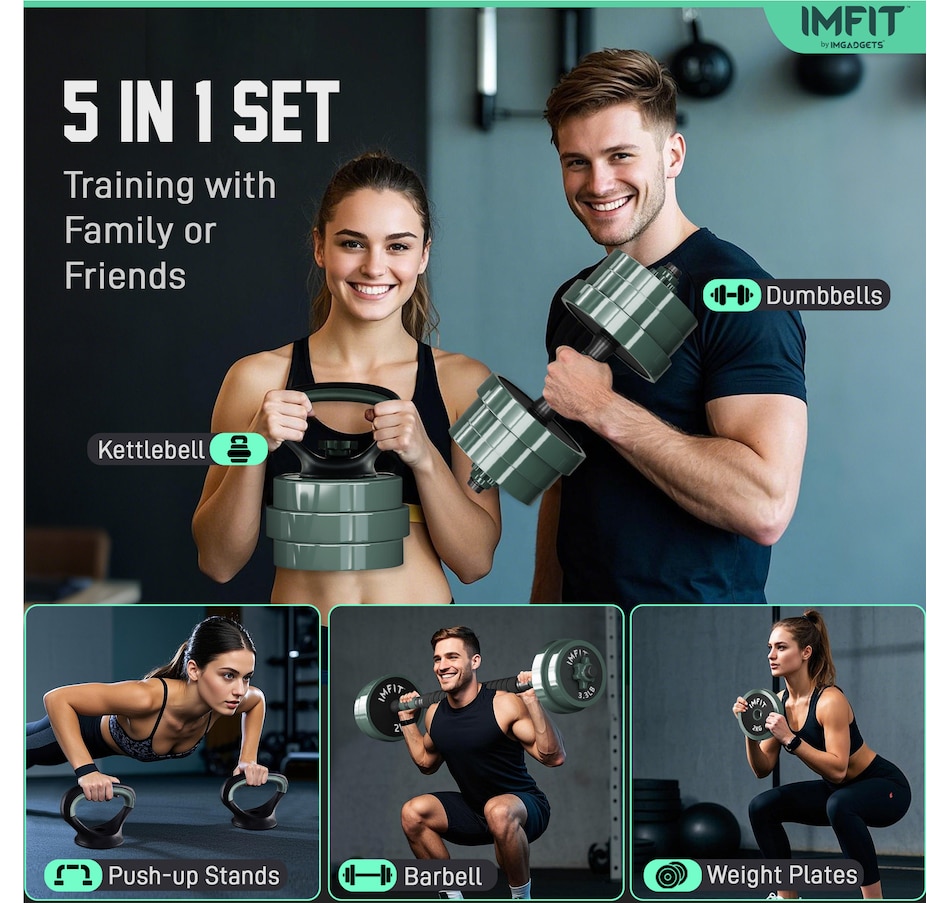 Image 913031_ALTMORE1.jpg, Product 913-031 / Price $119.99 - $259.99, IMFIT AIO Weight Adjustable Dumbbells (1.65 to 30 lbs) | Dumbbells, Barbells, Kettlebells, Push-Up Bars, Weight Plates for Full-Body Workout | Premium Weight set for Home Gym Fitness from IMFIT on TSC.ca's Health & Fitness department
