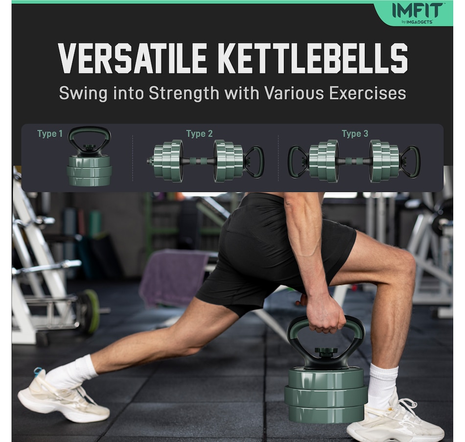 Image 913031_ALTMORE13.jpg, Product 913-031 / Price $119.99 - $259.99, IMFIT AIO Weight Adjustable Dumbbells (1.65 to 30 lbs) | Dumbbells, Barbells, Kettlebells, Push-Up Bars, Weight Plates for Full-Body Workout | Premium Weight set for Home Gym Fitness from IMFIT on TSC.ca's Health & Fitness department