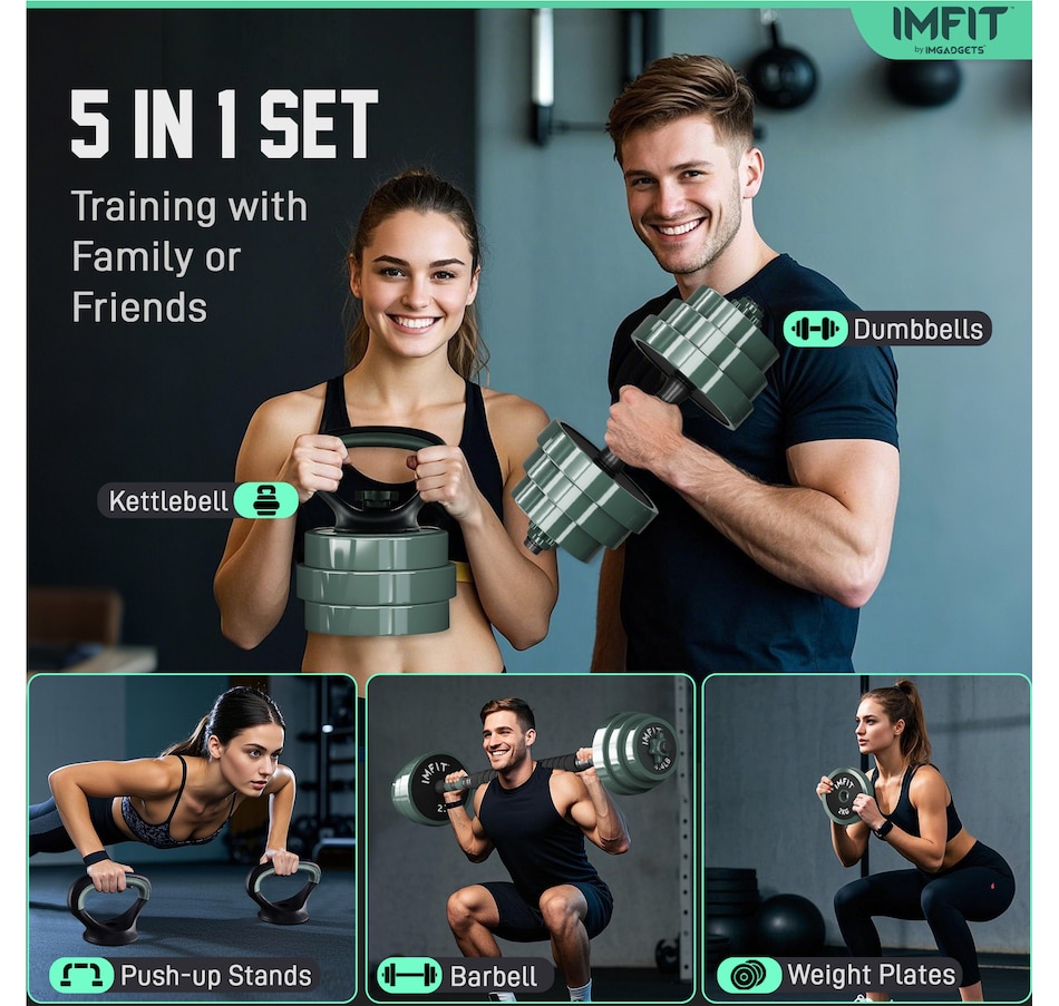 Image 913031_ALTMORE17.jpg, Product 913-031 / Price $119.99 - $259.99, IMFIT AIO Weight Adjustable Dumbbells (1.65 to 30 lbs) | Dumbbells, Barbells, Kettlebells, Push-Up Bars, Weight Plates for Full-Body Workout | Premium Weight set for Home Gym Fitness from IMFIT on TSC.ca's Health & Fitness department