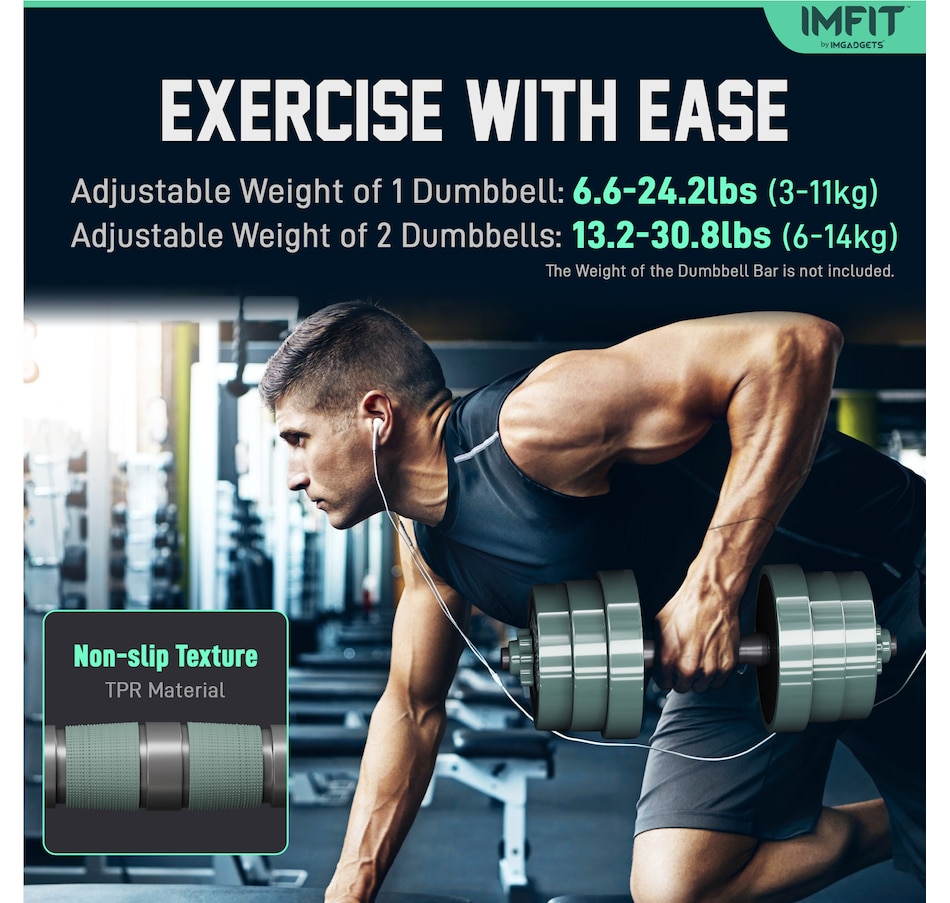 Image 913031_ALTMORE2.jpg, Product 913-031 / Price $119.99 - $259.99, IMFIT AIO Weight Adjustable Dumbbells (1.65 to 30 lbs) | Dumbbells, Barbells, Kettlebells, Push-Up Bars, Weight Plates for Full-Body Workout | Premium Weight set for Home Gym Fitness from IMFIT on TSC.ca's Health & Fitness department