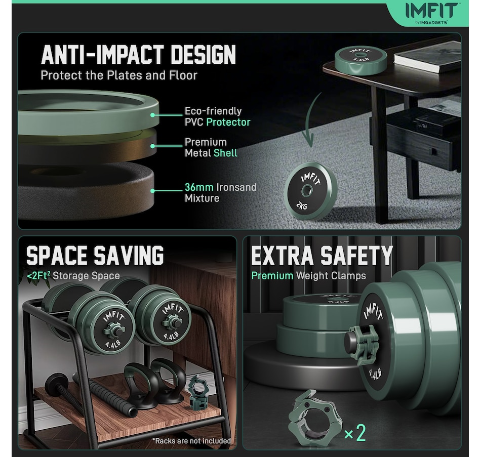 Image 913031_ALTMORE24.jpg, Product 913-031 / Price $119.99 - $259.99, IMFIT AIO Weight Adjustable Dumbbells (1.65 to 30 lbs) | Dumbbells, Barbells, Kettlebells, Push-Up Bars, Weight Plates for Full-Body Workout | Premium Weight set for Home Gym Fitness from IMFIT on TSC.ca's Health & Fitness department