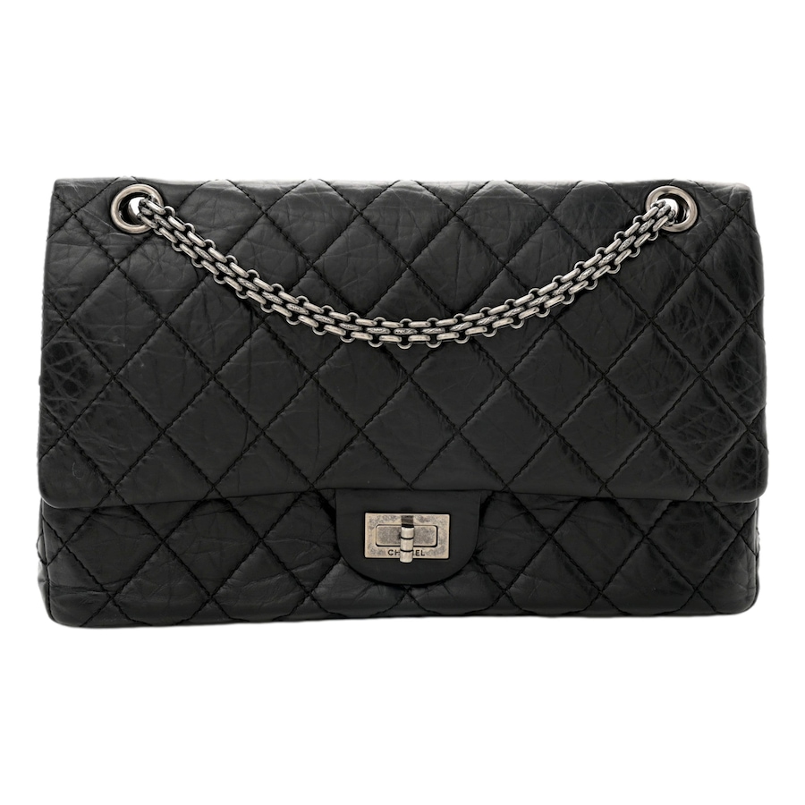 Image 913051_ST01.jpg, Product 913-051 / Price $7,791.00, Chanel 2.55 Reissue 225 Black Aged Calfskin Double Flap Bag Silver Chain (Pre-owned) from Chanel on TSC.ca's Fashion department