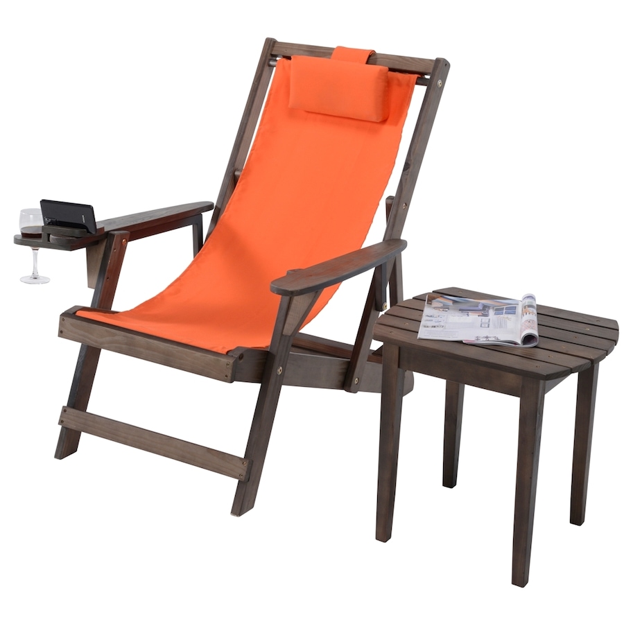 Image 913443.jpg, Product 913-443 / Price $269.00, Romantic Collection Canvas Sling Chair with Cup and Wine Holder and end table from Jiallo on TSC.ca's Home & Garden department