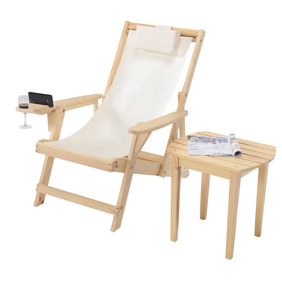 Image 913469.jpg, Product 913-469 / Price $269.00, Romantic Collection Canvas Sling Chair with Cup and Wine Holder and end table from Jiallo on TSC.ca's Home & Garden department