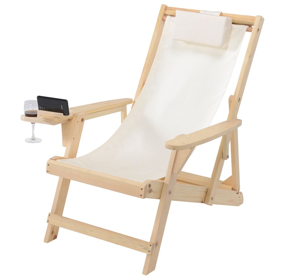 Image 913469_ALTMORE1.jpg, Product 913-469 / Price $269.00, Romantic Collection Canvas Sling Chair with Cup and Wine Holder and end table from Jiallo on TSC.ca's Home & Garden department