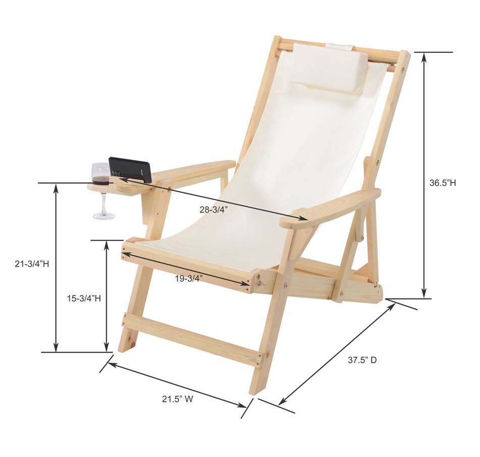 Image 913469_ALTMORE3.jpg, Product 913-469 / Price $269.00, Romantic Collection Canvas Sling Chair with Cup and Wine Holder and end table from Jiallo on TSC.ca's Home & Garden department