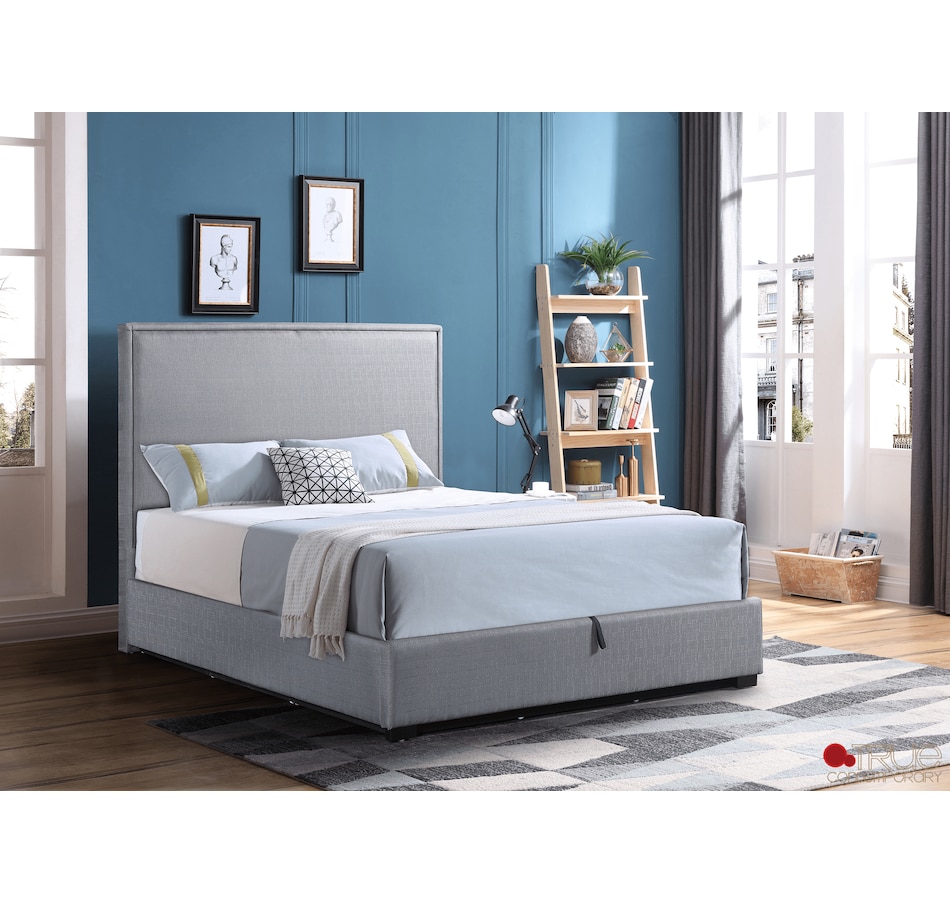 Image 913795_ALTMORE1.png, Product 913-795 / Price $1,049.99 - $1,199.99, True Contemporary Byron Hydraulic Lift Up Storage Platform Bed in Grey Linen from True Contemporary on TSC.ca's Home & Garden department