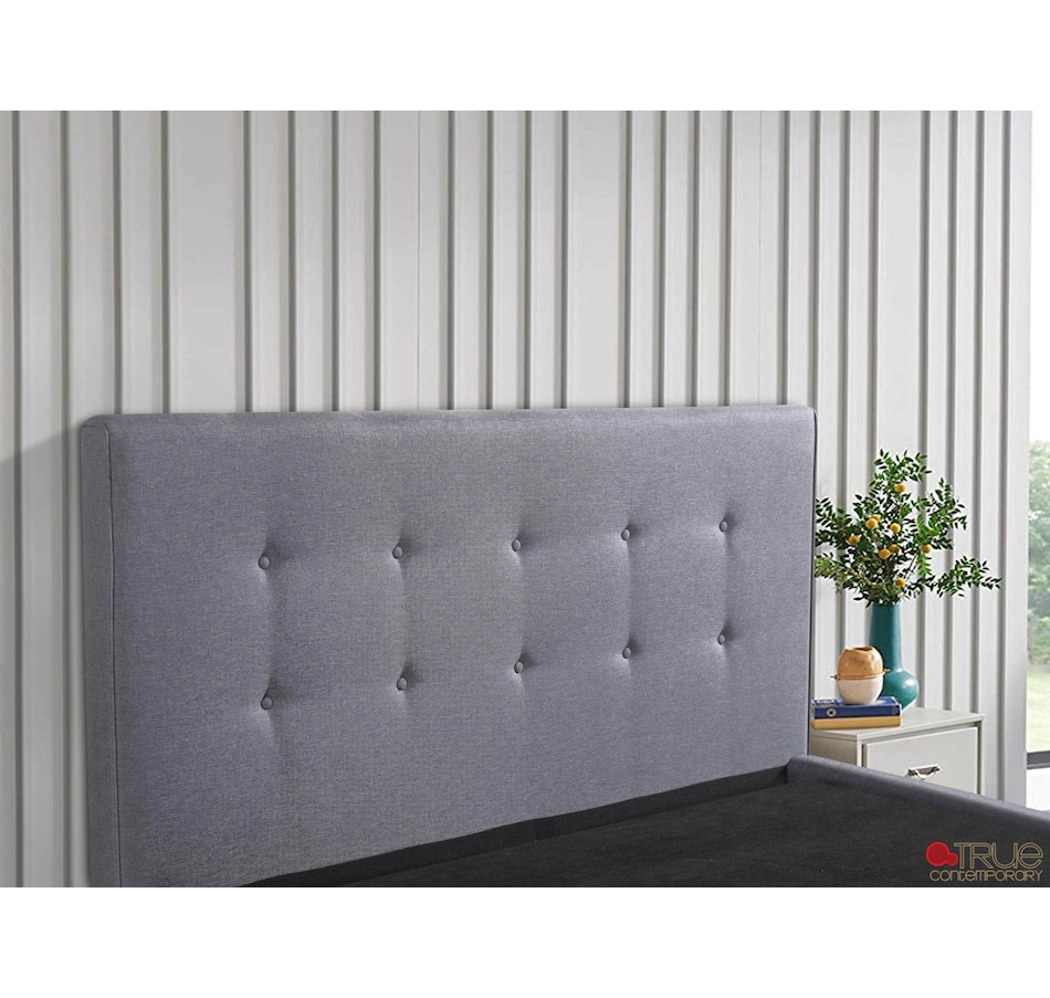 Image 913815_ALTMORE3.jpg, Product 913-815 / Price $559.99 - $599.99, True Contemporary Drew Grey Tufted Linen Platform Bed from True Contemporary on TSC.ca's Home & Garden department