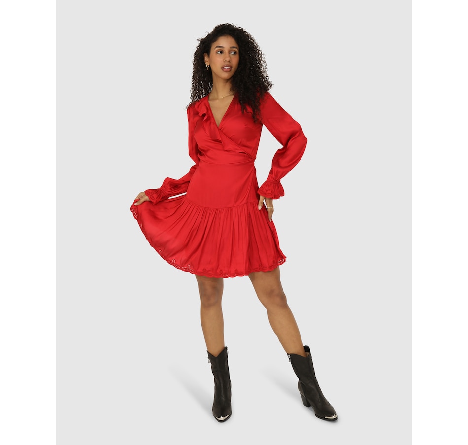 Image 914094_ST01.jpg, Product 914-094 / Price $99.98 - $199.95, belle & bloom Wild Flower Embroidered Wrap Dress from belle & bloom on TSC.ca's Fashion department