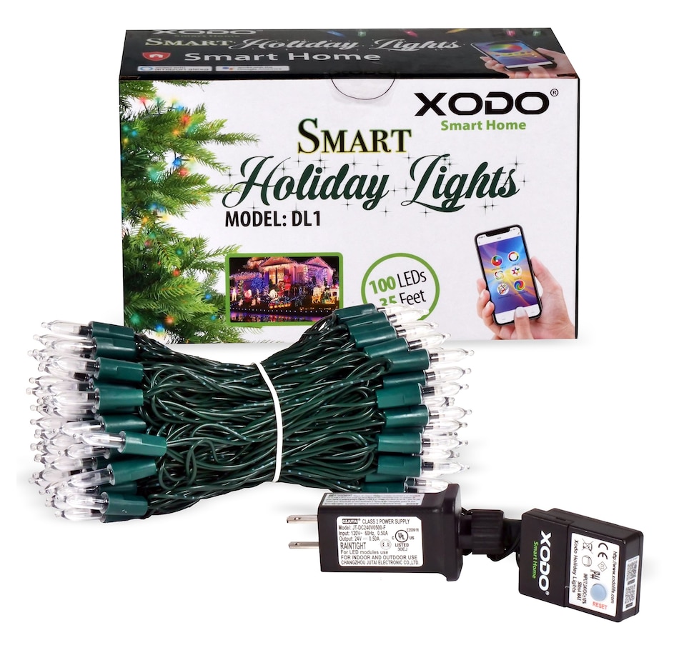 Image 916895.jpg, Product 916-895 / Price $69.99, XODO Smart RGB LED String Lights – 35ft with 100 Color-Changing LEDs, App & Voice Control from XODO on TSC.ca's Home & Garden department