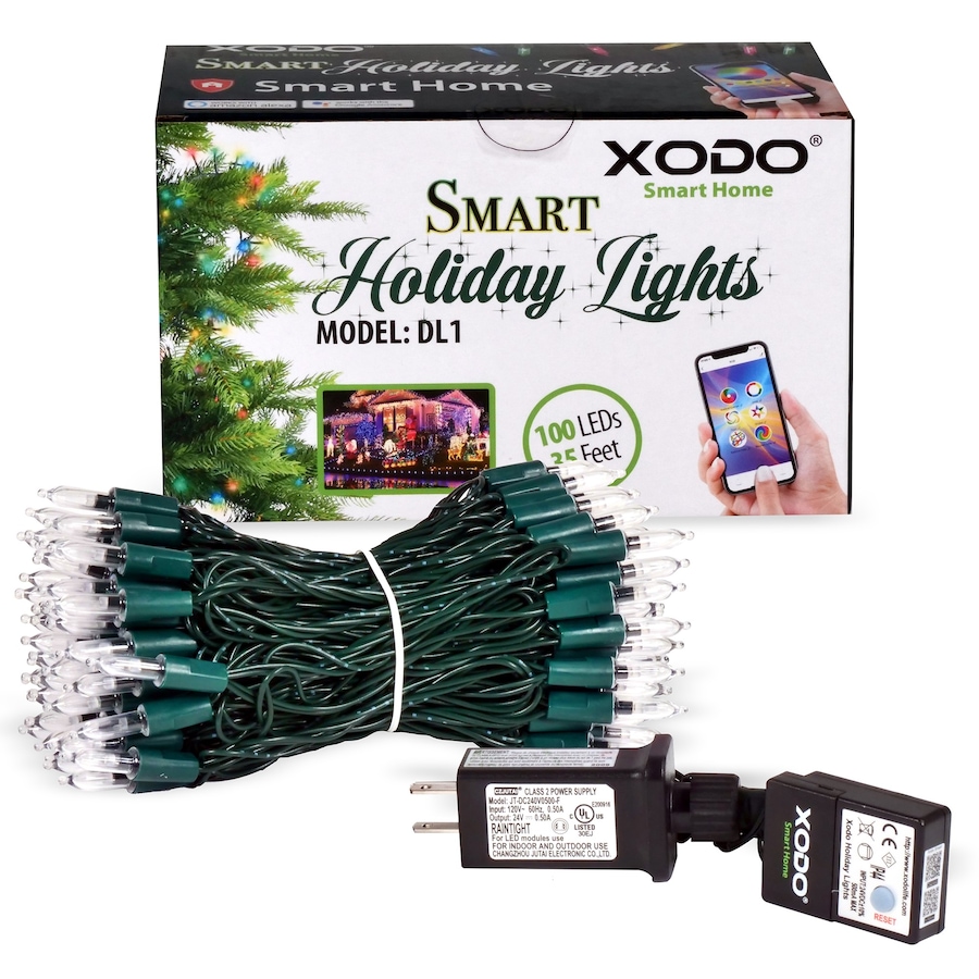 Image 916895.jpg, Product 916-895 / Price $69.99, XODO Smart RGB LED String Lights – 35ft with 100 Color-Changing LEDs, App & Voice Control from XODO on TSC.ca's Home & Garden department