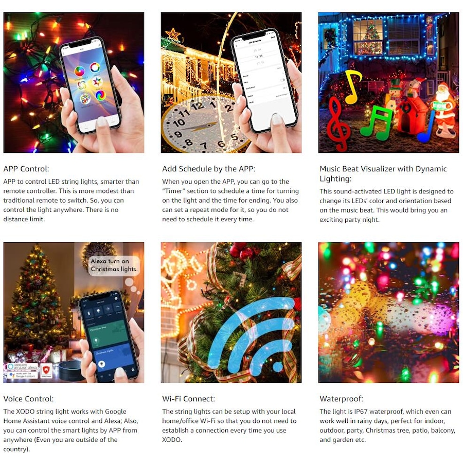 Image 916895_ALTMORE2.jpg, Product 916-895 / Price $69.99, XODO Smart RGB LED String Lights – 35ft with 100 Color-Changing LEDs, App & Voice Control from XODO on TSC.ca's Home & Garden department