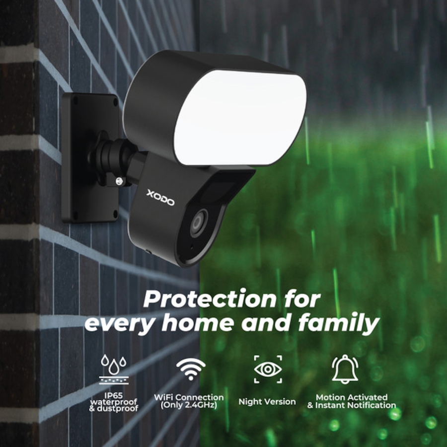 Image 916896_ALTMORE4.jpg, Product 916-896 / Price $89.99, XODO E9 Smart Wi-Fi Floodlight Security Camera – 2.5K HD Outdoor Camera with Motion Detection, Two-Way Audio & Night Vision from XODO on TSC.ca's Electronics department