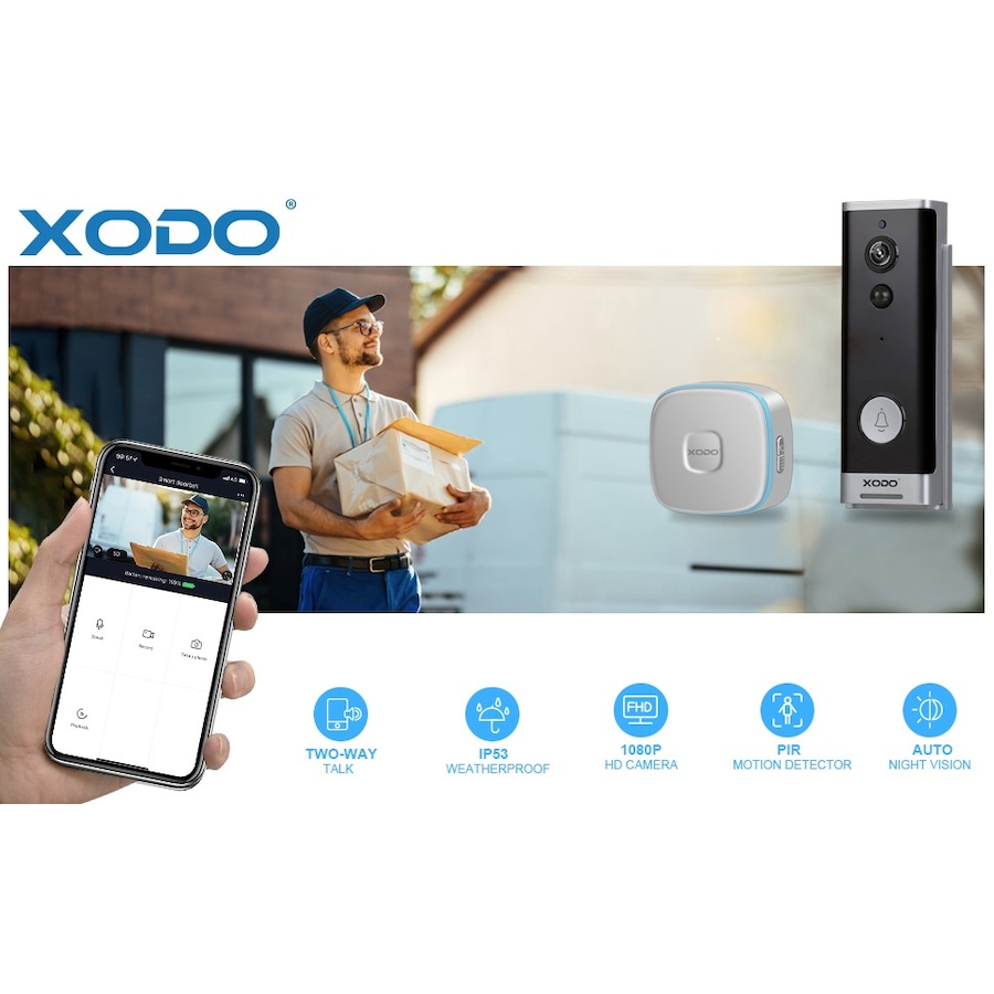 Image 916900_ALTMORE1.jpg, Product 916-900 / Price $109.99, XODO VD1 Smart Video Doorbell Camera with 1080P HD Video, Two-Way Audio, Night Vision & Wireless Chime from XODO on TSC.ca's Electronics department