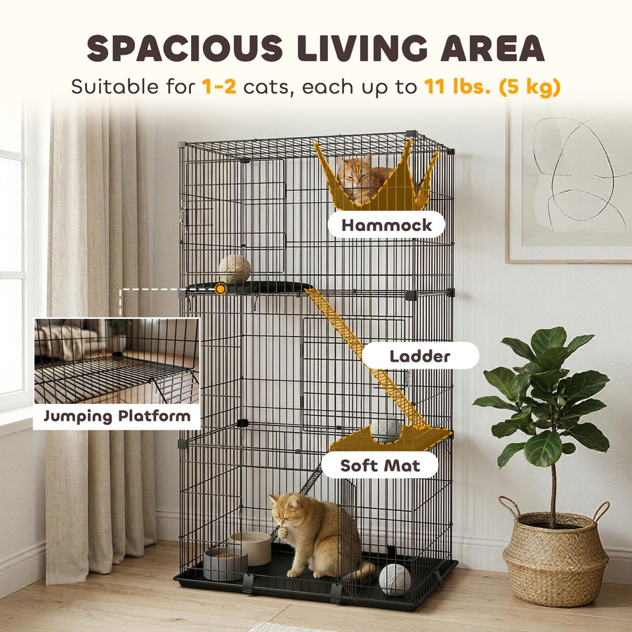 Image 916959_ALTMORE3.jpg, Product 916-959 / Price $139.99, PawHut 3-Tier Cat Cage Indoor with Hammock Cushions for 1-2 Kittens from PawHut on TSC.ca's Home & Garden department