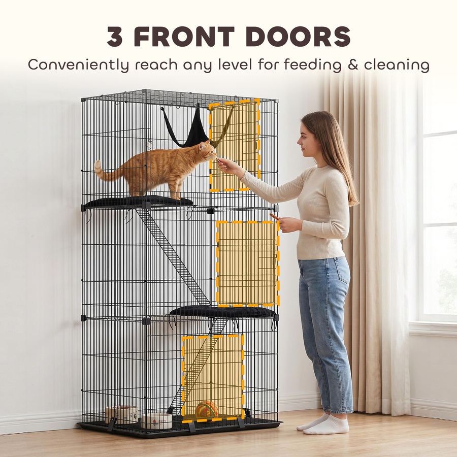 Image 916959_ALTMORE5.jpg, Product 916-959 / Price $139.99, PawHut 3-Tier Cat Cage Indoor with Hammock Cushions for 1-2 Kittens from PawHut on TSC.ca's Home & Garden department