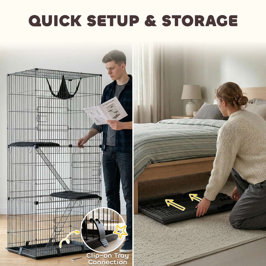 Image 916959_ALTMORE7.jpg, Product 916-959 / Price $139.99, PawHut 3-Tier Cat Cage Indoor with Hammock Cushions for 1-2 Kittens from PawHut on TSC.ca's Home & Garden department