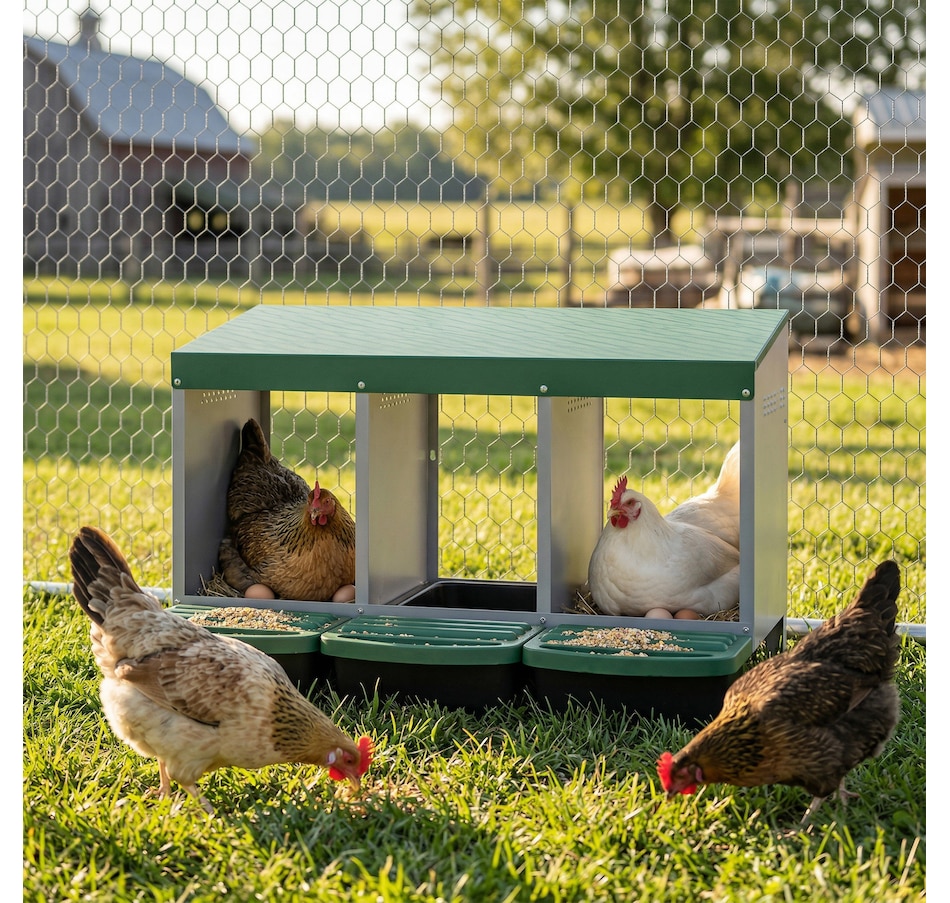 Image 916966_ALTMORE1.jpg, Product 916-966 / Price $84.99, PawHut Chicken Nesting Boxes, 3 Compartment Metal Nesting Boxes for Chicken from PawHut on TSC.ca's Home & Garden department
