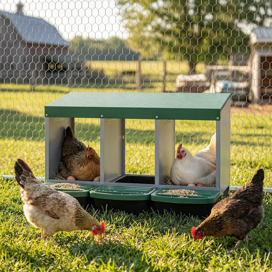 Image 916966_ALTMORE1.jpg, Product 916-966 / Price $84.99, PawHut Chicken Nesting Boxes, 3 Compartment Metal Nesting Boxes for Chicken from PawHut on TSC.ca's Home & Garden department