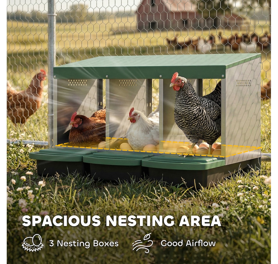 Image 916966_ALTMORE4.jpg, Product 916-966 / Price $84.99, PawHut Chicken Nesting Boxes, 3 Compartment Metal Nesting Boxes for Chicken from PawHut on TSC.ca's Home & Garden department