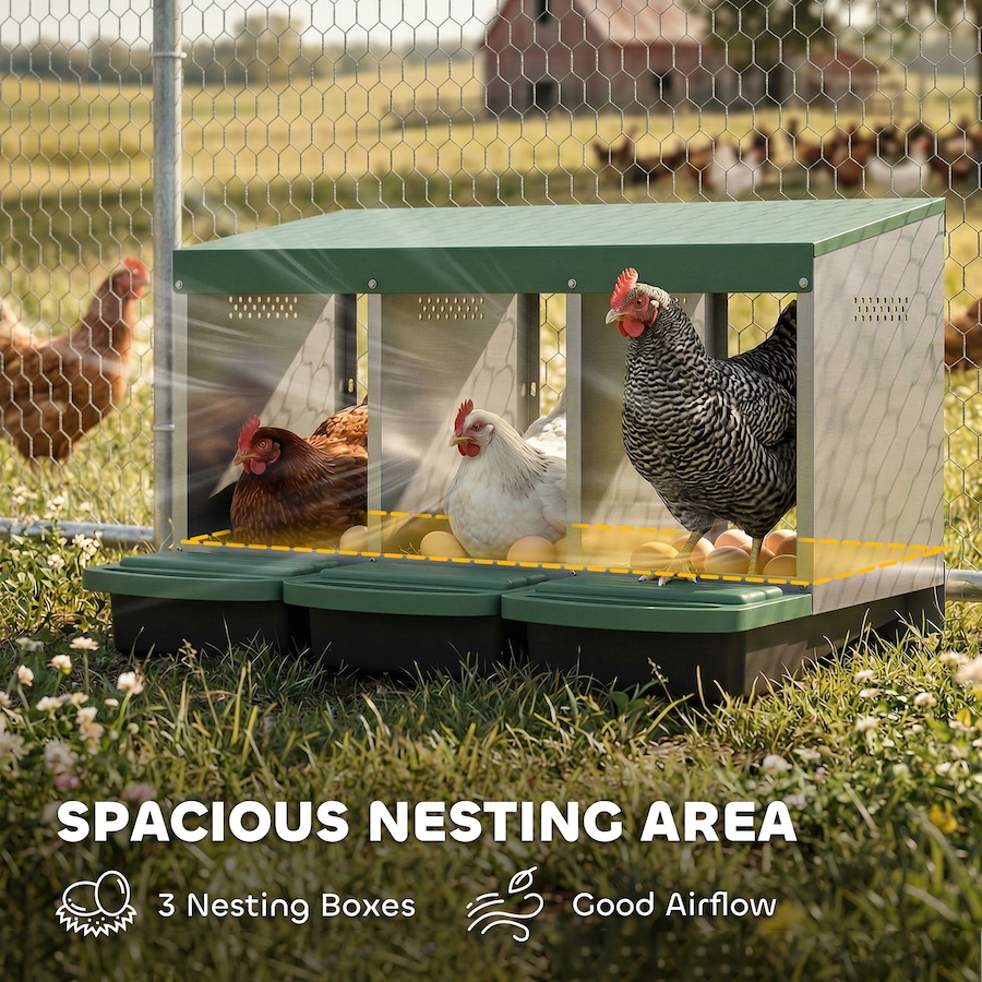 Image 916966_ALTMORE4.jpg, Product 916-966 / Price $84.99, PawHut Chicken Nesting Boxes, 3 Compartment Metal Nesting Boxes for Chicken from PawHut on TSC.ca's Home & Garden department