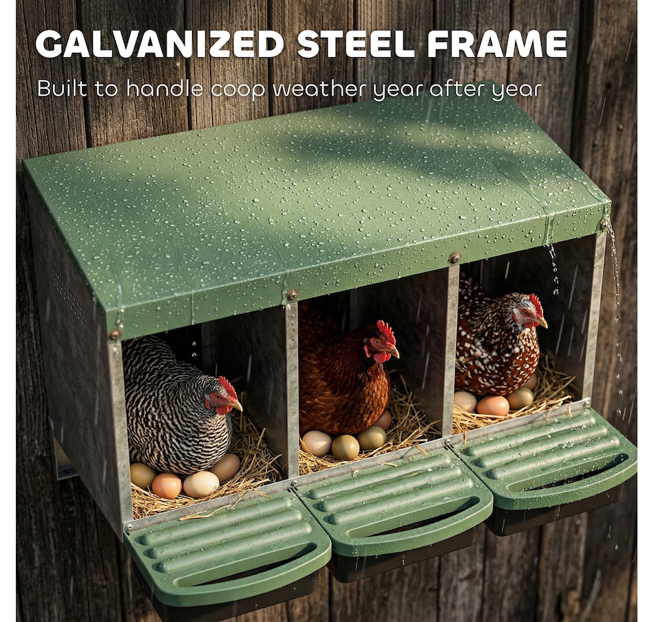 Image 916966_ALTMORE5.jpg, Product 916-966 / Price $84.99, PawHut Chicken Nesting Boxes, 3 Compartment Metal Nesting Boxes for Chicken from PawHut on TSC.ca's Home & Garden department