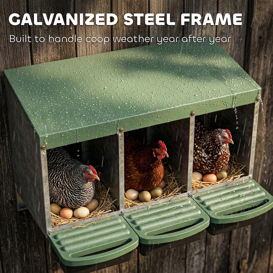 Image 916966_ALTMORE5.jpg, Product 916-966 / Price $84.99, PawHut Chicken Nesting Boxes, 3 Compartment Metal Nesting Boxes for Chicken from PawHut on TSC.ca's Home & Garden department