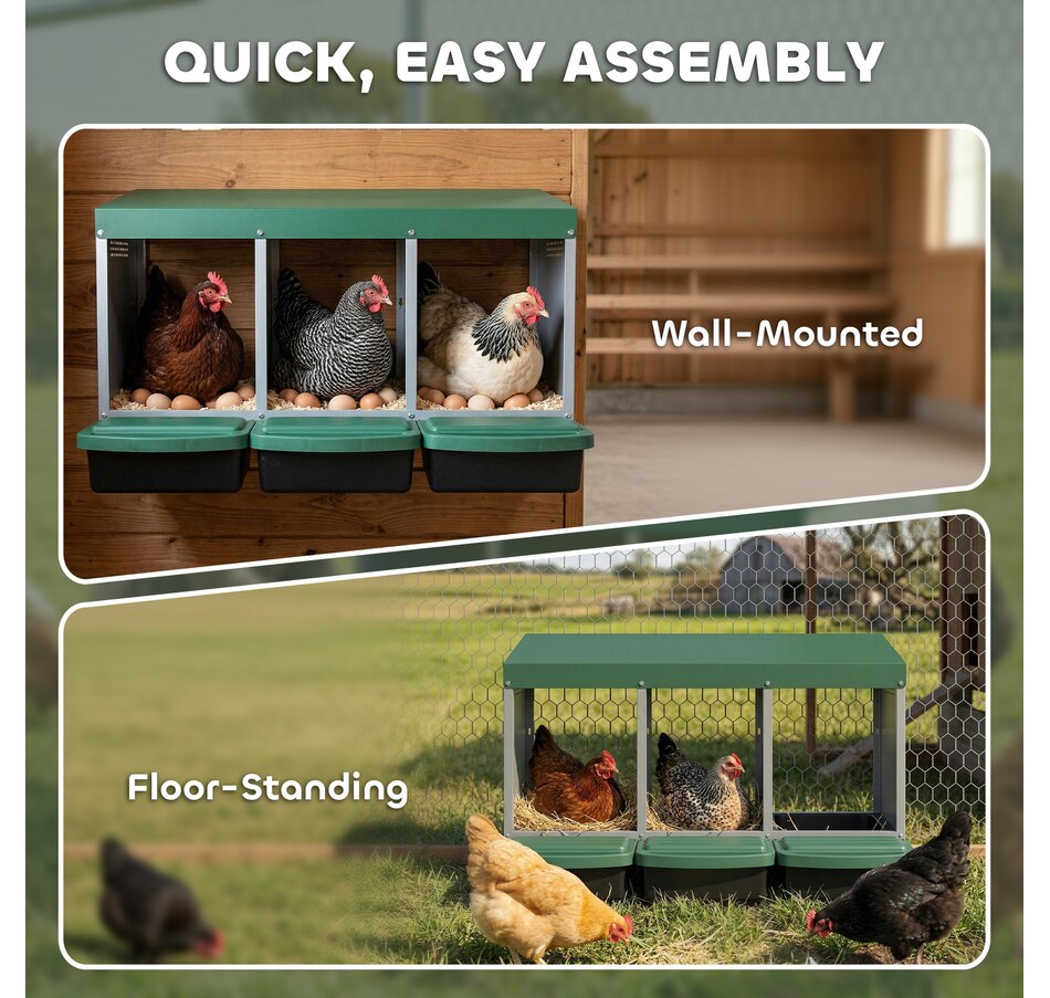 Image 916966_ALTMORE7.jpg, Product 916-966 / Price $84.99, PawHut Chicken Nesting Boxes, 3 Compartment Metal Nesting Boxes for Chicken from PawHut on TSC.ca's Home & Garden department
