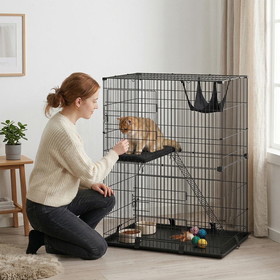 Image 916968_ALTMORE1.jpg, Product 916-968 / Price $94.99, PawHut 2-Tier Cat Cage Indoor with Hammock, Cushions for 1-2 Kittens from PawHut on TSC.ca's Home & Garden department