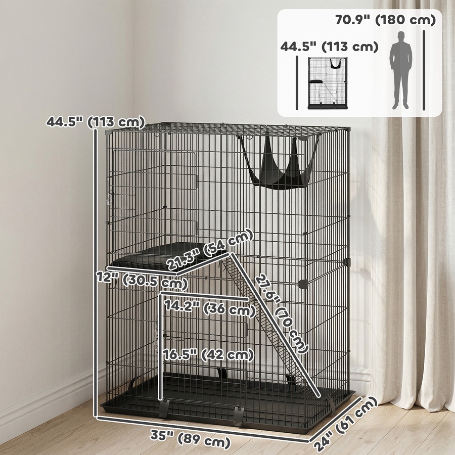 Image 916968_ALTMORE2.jpg, Product 916-968 / Price $94.99, PawHut 2-Tier Cat Cage Indoor with Hammock, Cushions for 1-2 Kittens from PawHut on TSC.ca's Home & Garden department