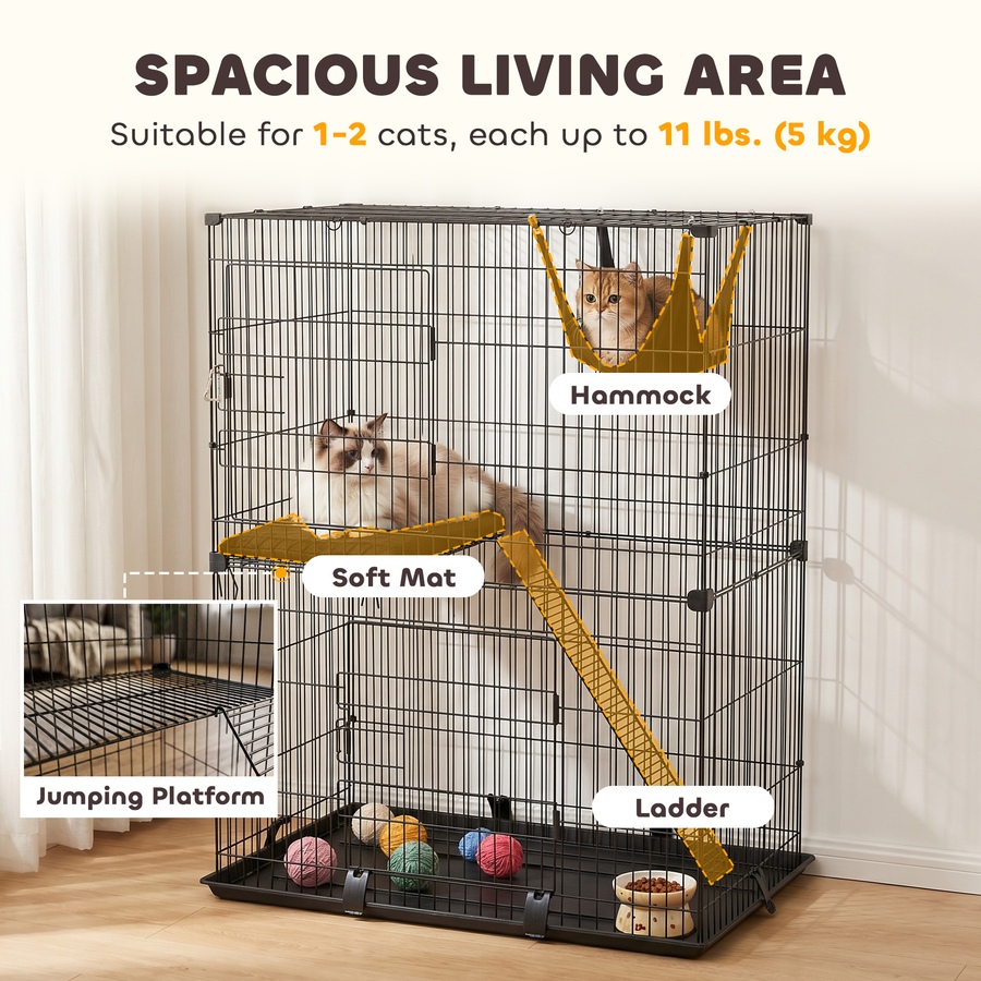 Image 916968_ALTMORE3.jpg, Product 916-968 / Price $94.99, PawHut 2-Tier Cat Cage Indoor with Hammock, Cushions for 1-2 Kittens from PawHut on TSC.ca's Home & Garden department