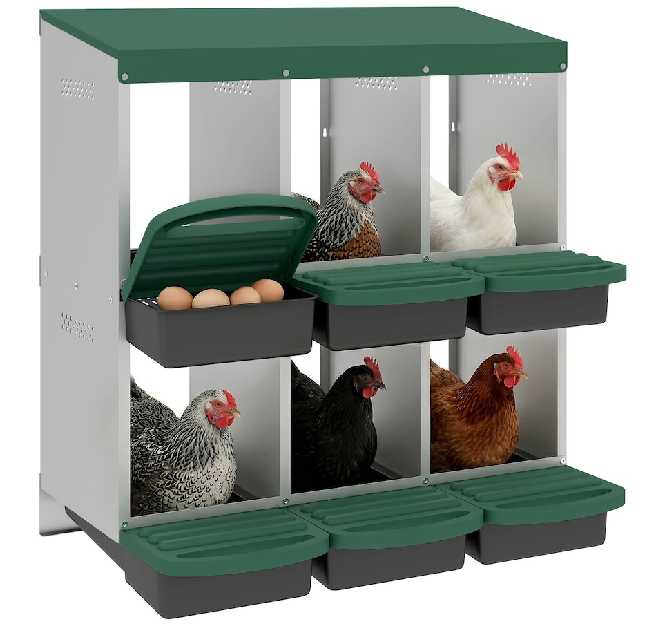 Image 916969.jpg, Product 916-969 / Price $119.99, PawHut Chicken Nesting Boxes, 6 Compartment Metal Nesting Boxes for Chicken from PawHut on TSC.ca's Home & Garden department